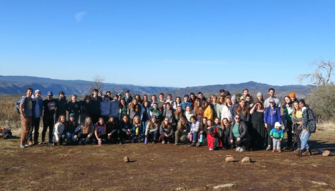 Group of kids on teen winter retreat