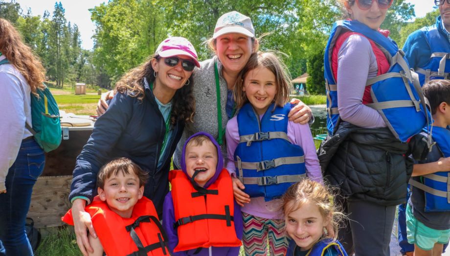 family camp group smiling